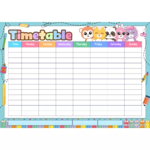 Time Table Worksheet